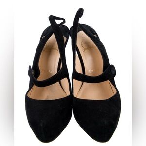 Christian Louboutin Black Suede Heels with Ankle Tie